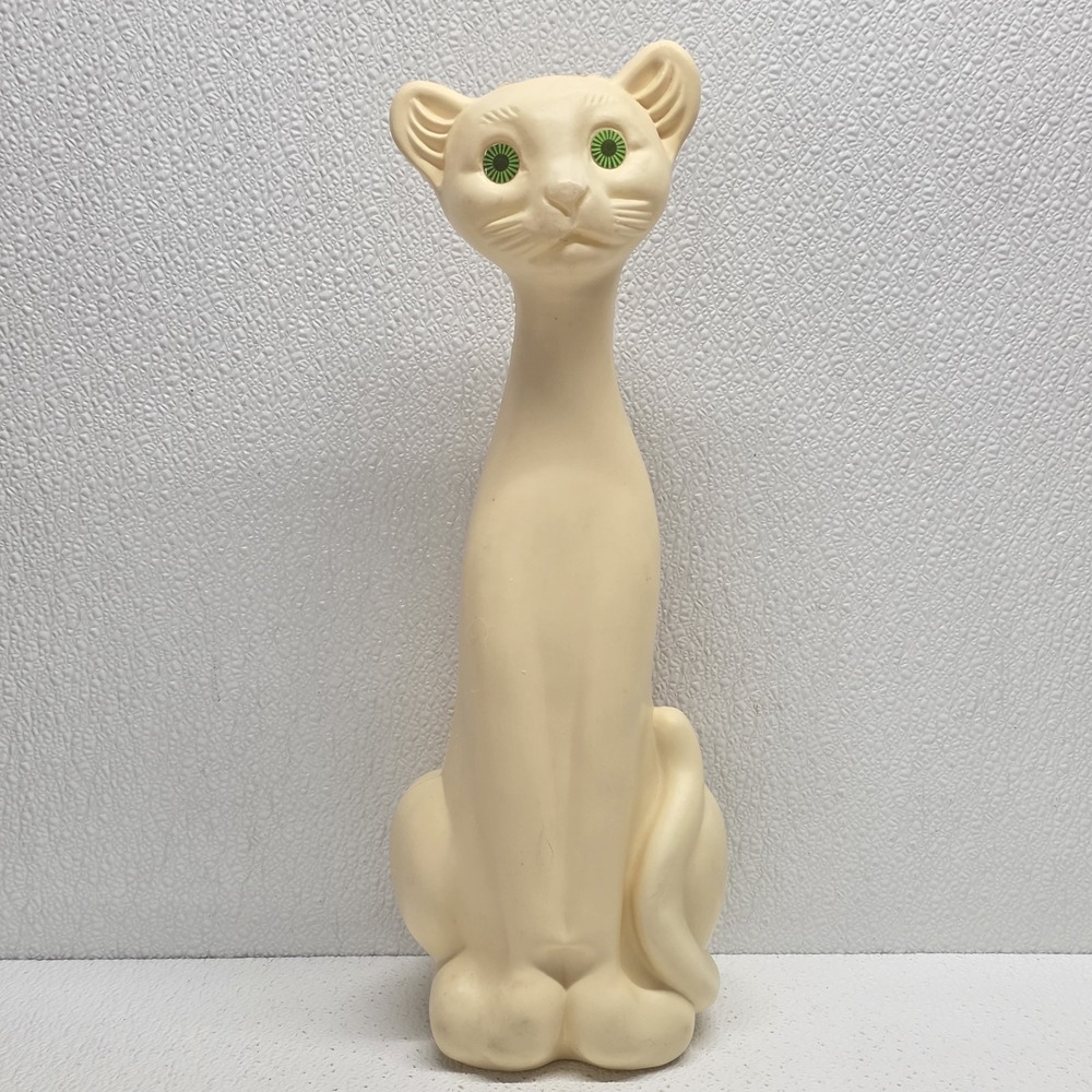 Blowmold White Plastic Vintage Cat Toilet Brush Holder Planter